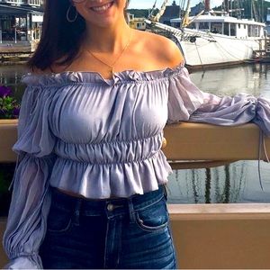 Revolve x Chrissy Teigen White Sands gray top